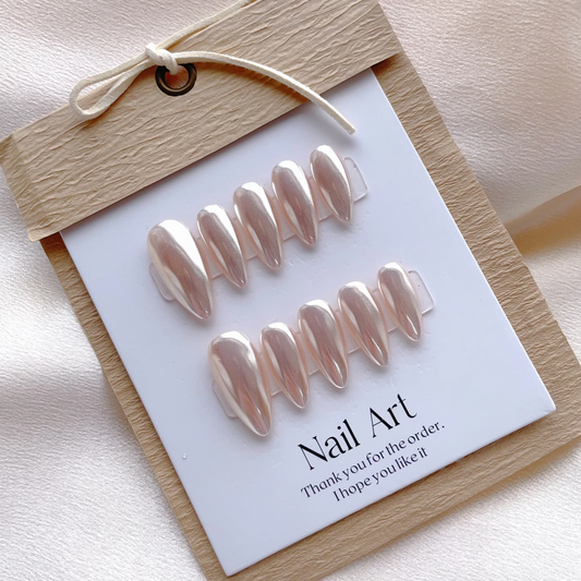 White Almond Press on Nails 